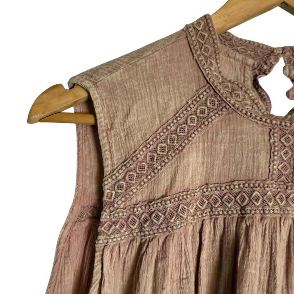 Anthropologie Eri + Ali Sweetbriar Blush Pink Embroidered Tunic Tank Blouse XL - Picture 7 of 11